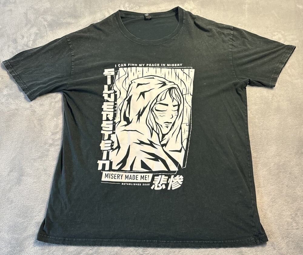 2XL Silverstein Band Shirt Misery Made Me Graphic Black Rock Metal Emo XXL Y2K